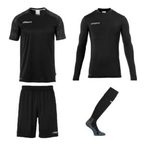 Uhlsport Reaction Keeperstenue Set Black - Keepershandschoenen - Maat S